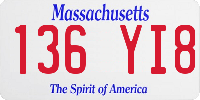 MA license plate 136YI8