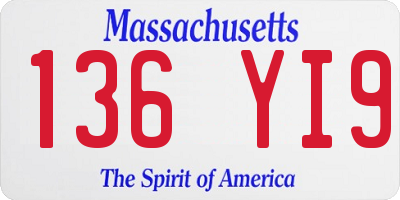MA license plate 136YI9