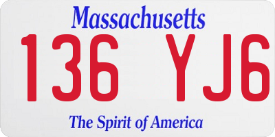 MA license plate 136YJ6