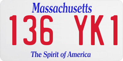 MA license plate 136YK1