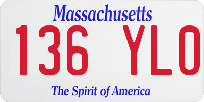 MA license plate 136YL0