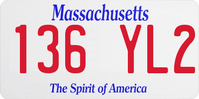 MA license plate 136YL2