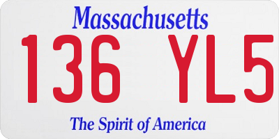 MA license plate 136YL5