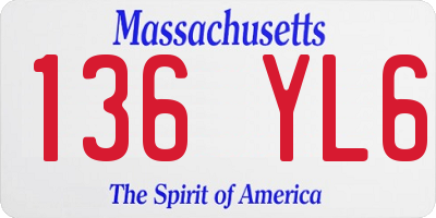 MA license plate 136YL6