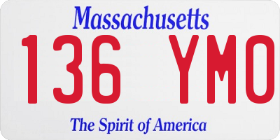 MA license plate 136YM0