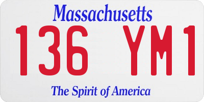 MA license plate 136YM1