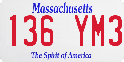 MA license plate 136YM3