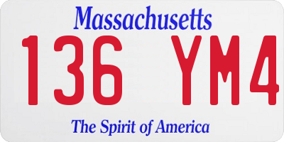 MA license plate 136YM4