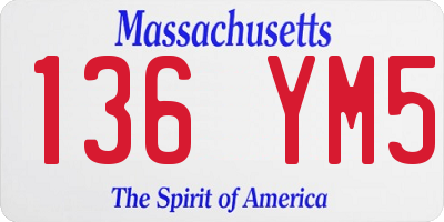 MA license plate 136YM5