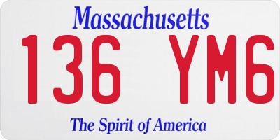 MA license plate 136YM6