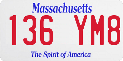 MA license plate 136YM8