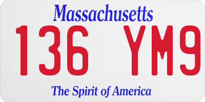 MA license plate 136YM9