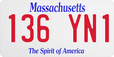 MA license plate 136YN1