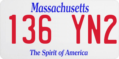 MA license plate 136YN2