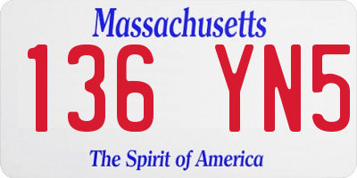 MA license plate 136YN5