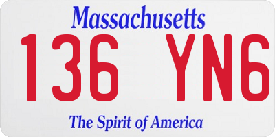 MA license plate 136YN6
