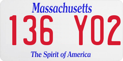 MA license plate 136YO2