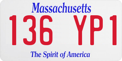 MA license plate 136YP1