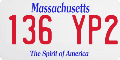 MA license plate 136YP2