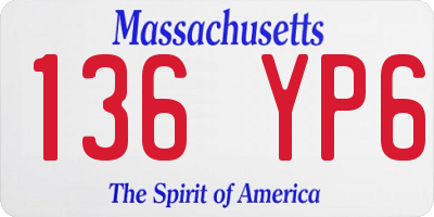 MA license plate 136YP6