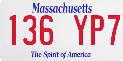 MA license plate 136YP7