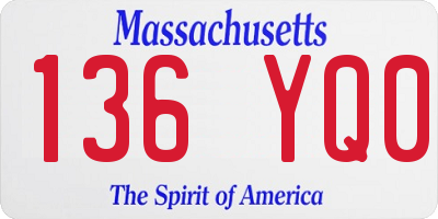 MA license plate 136YQ0