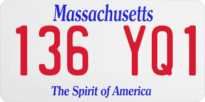 MA license plate 136YQ1