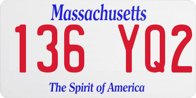 MA license plate 136YQ2