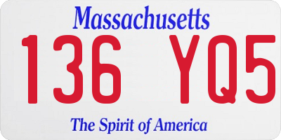 MA license plate 136YQ5