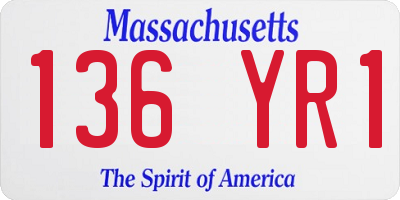 MA license plate 136YR1