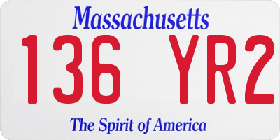 MA license plate 136YR2
