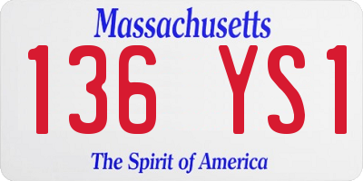 MA license plate 136YS1