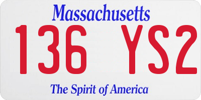 MA license plate 136YS2