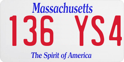 MA license plate 136YS4