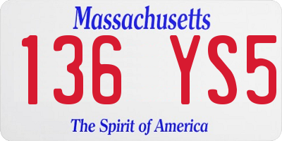 MA license plate 136YS5