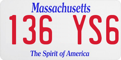 MA license plate 136YS6