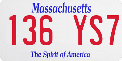 MA license plate 136YS7