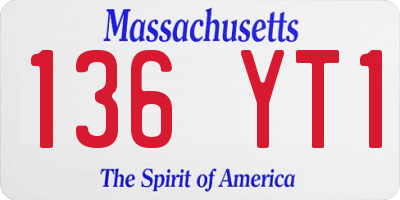 MA license plate 136YT1