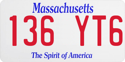 MA license plate 136YT6