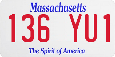 MA license plate 136YU1