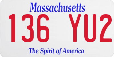 MA license plate 136YU2