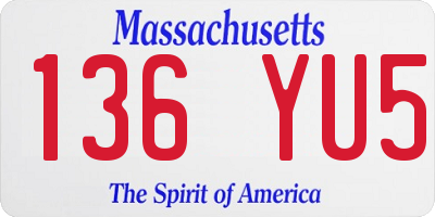 MA license plate 136YU5