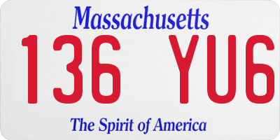 MA license plate 136YU6