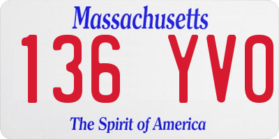 MA license plate 136YV0