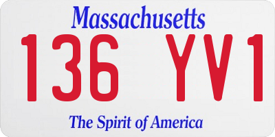 MA license plate 136YV1