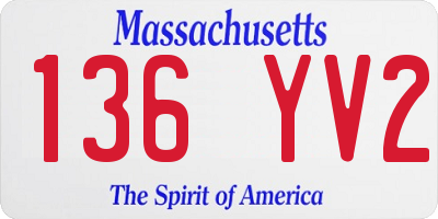 MA license plate 136YV2