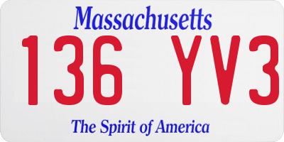 MA license plate 136YV3