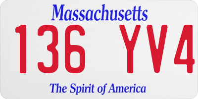 MA license plate 136YV4
