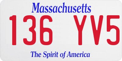 MA license plate 136YV5