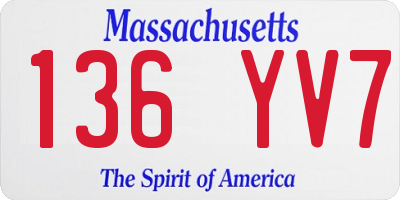 MA license plate 136YV7